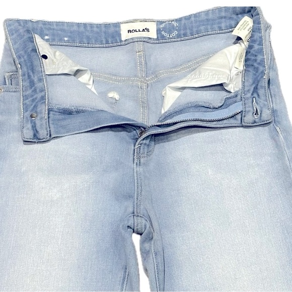 👖🛹 ROLLA’S Aussie Dusters Bootcut Crop Jeans | Bluebird Blue Distressed, Sz 26 - Picture 3 of 5